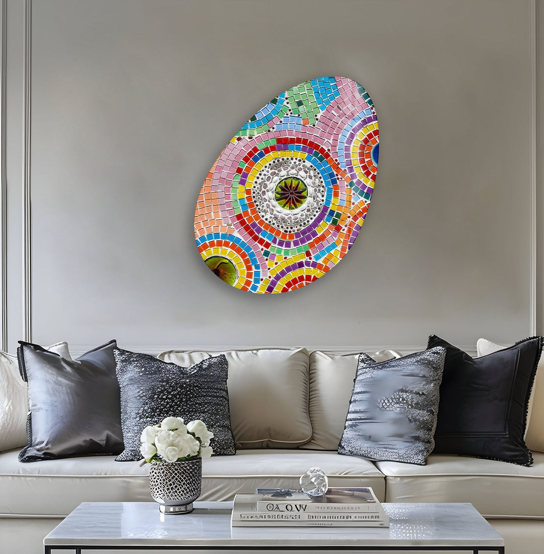 Pink Marble Stylish Oval Glass Wall Art, glass photo prints, glass picture prints
