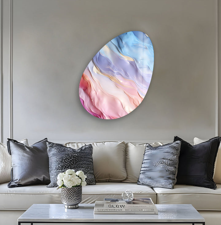 Pink Abstract Pattern Oval Glass Wall Art, glass image printing, glass prints from photos
