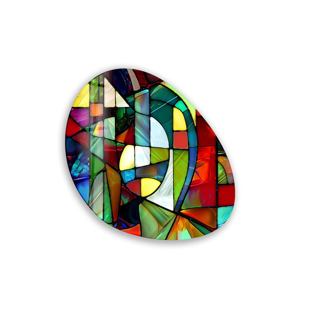 Modern Red Stained Oval Glass Wall Art, glass image printing, glass prints from photos
