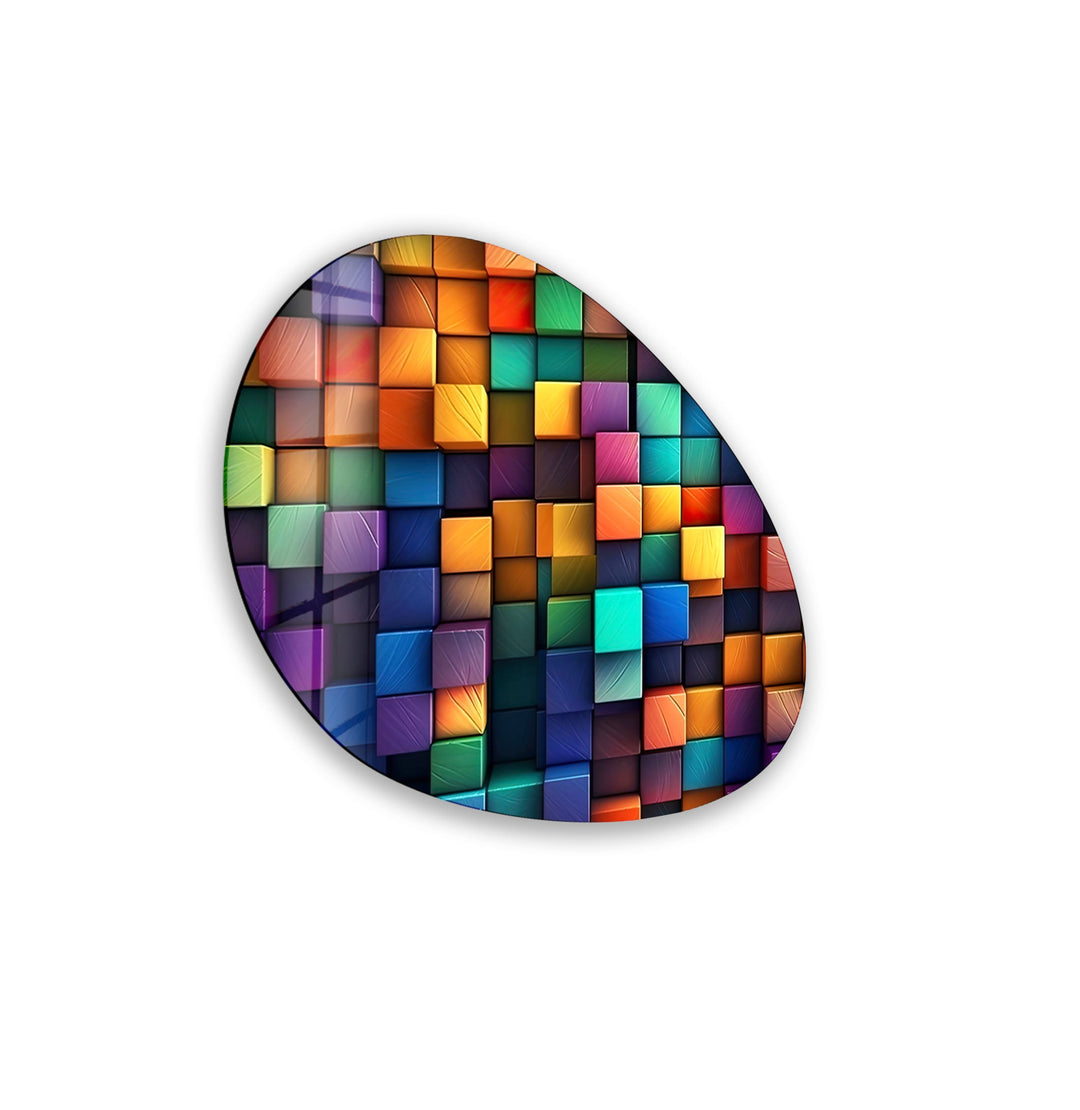 Modern Colorful Pattern Oval Glass Wall Art, glass pictures for Wall, glass prints wall art
