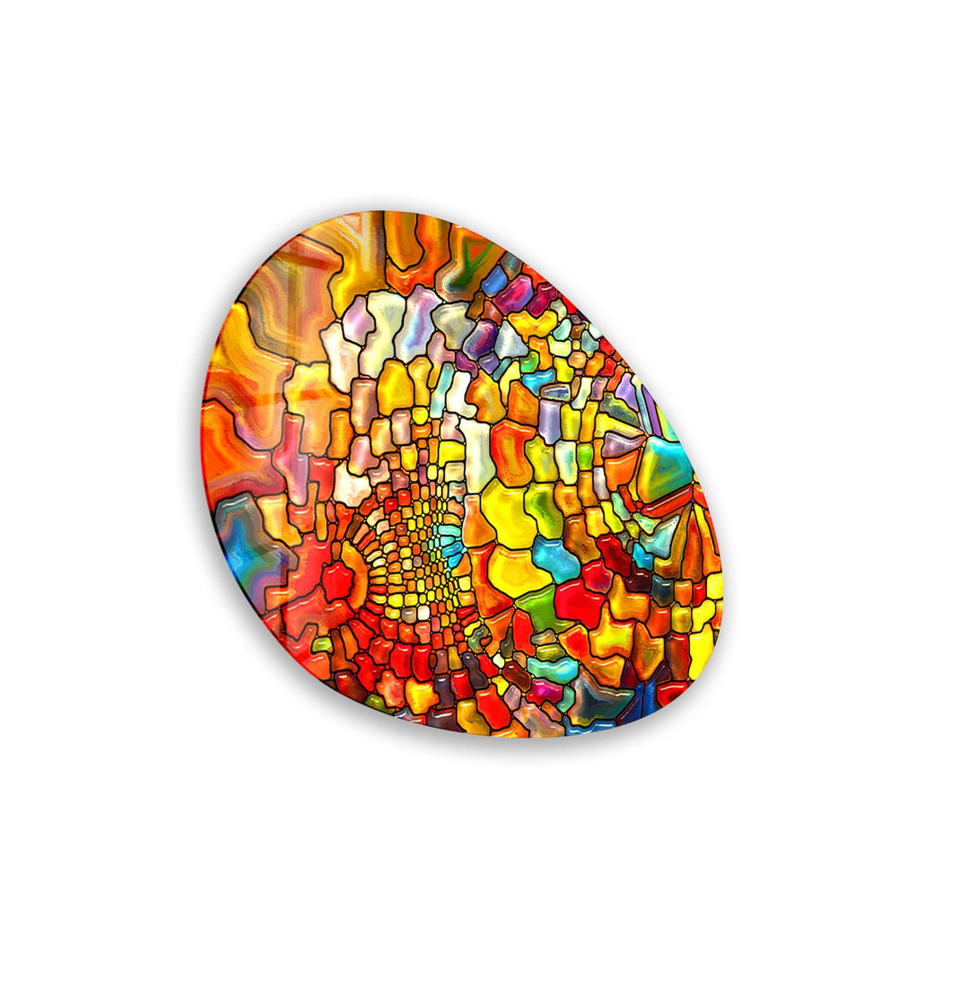 Stylish Orange Abstract Oval Glass Wall Art, glass image printing, glass prints from photos
