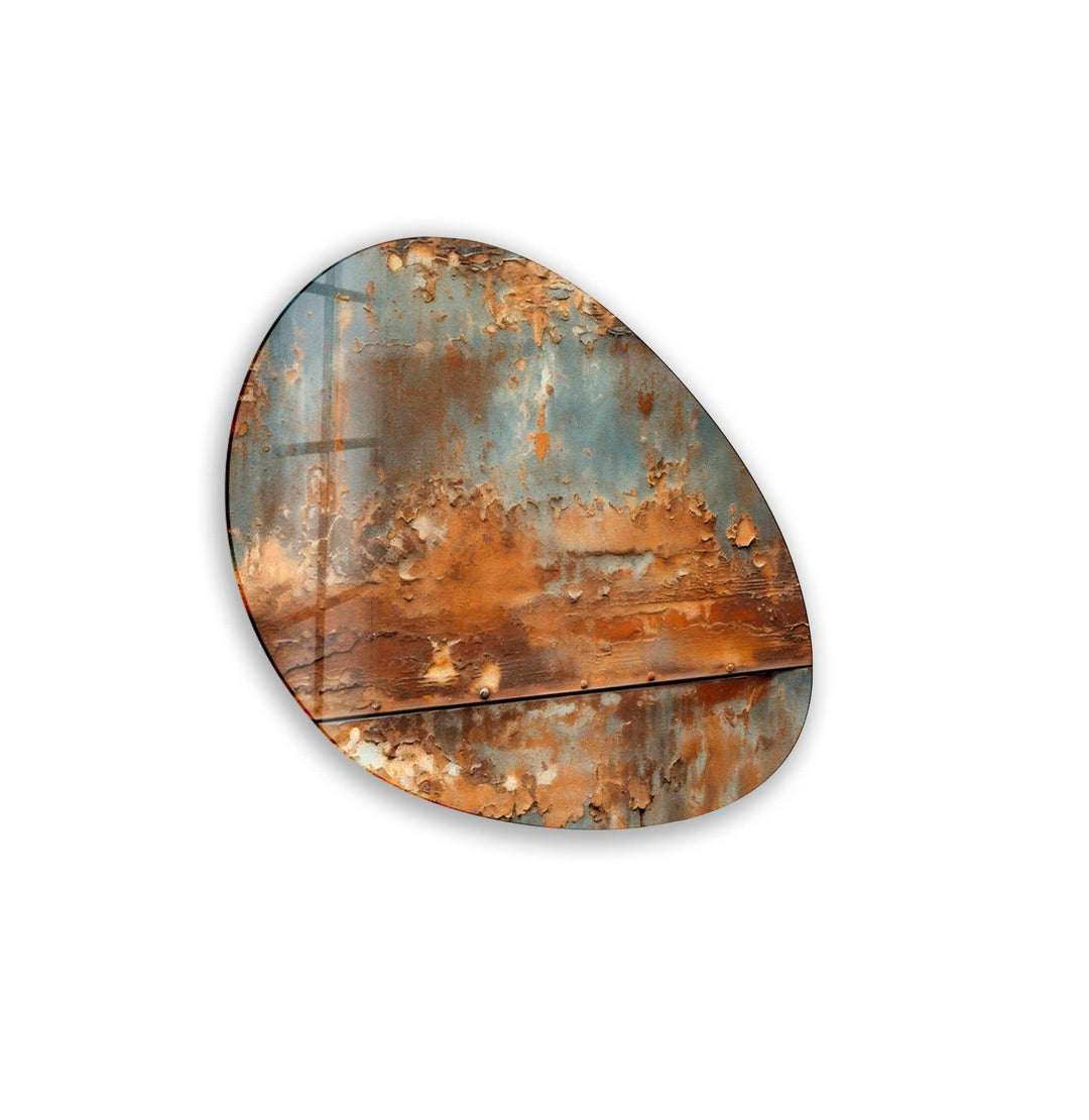 Abstract Grey & Brown Oval Glass Wall Art, glass image printing, glass prints from photos
