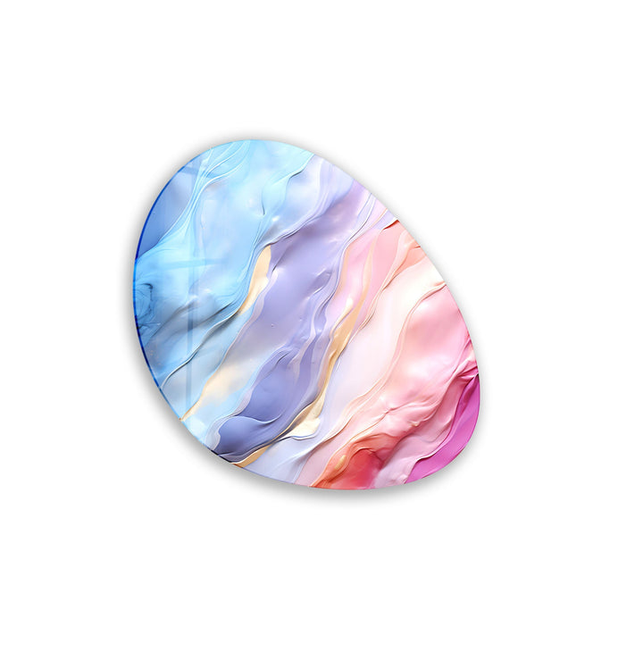 Pink Abstract Pattern Oval Glass Wall Art, glass pictures for Wall, glass prints wall art
