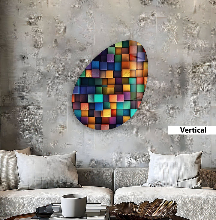 Modern Colorful Pattern Oval Glass Wall Art, art glass wall art, glass wall art pictures
