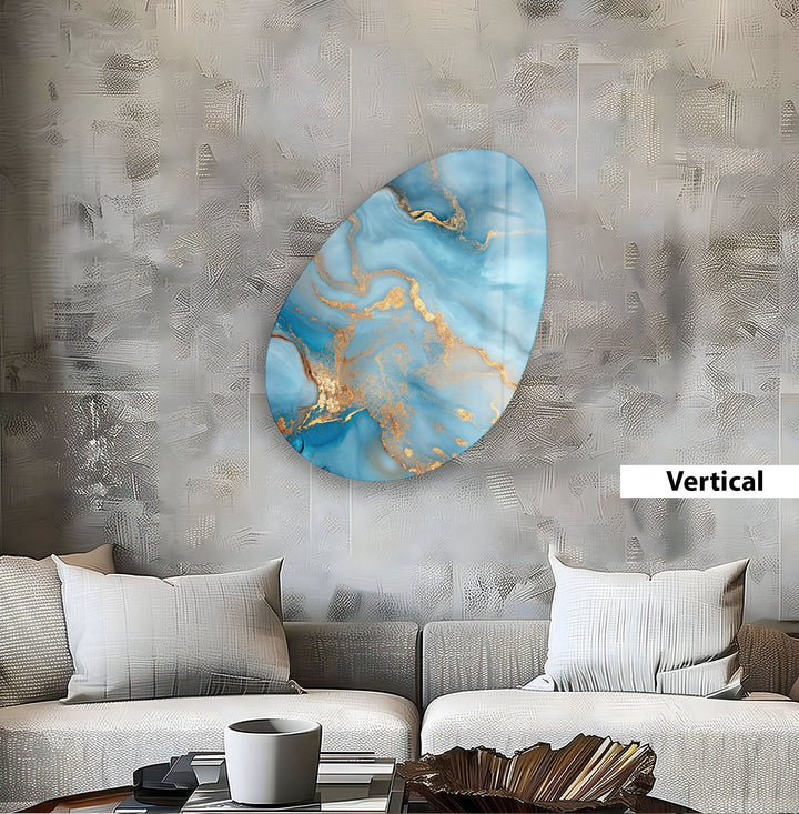 Blue Marble Stylish Oval Glass Wall Art, art glass wall art, glass wall art pictures
