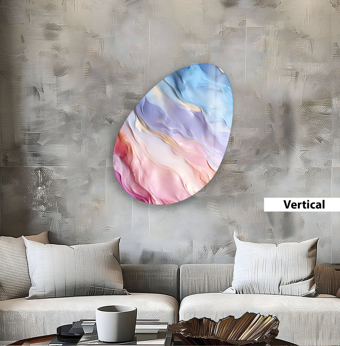 Pink Abstract Pattern Oval Glass Wall Art, art glass wall art, glass wall art pictures
