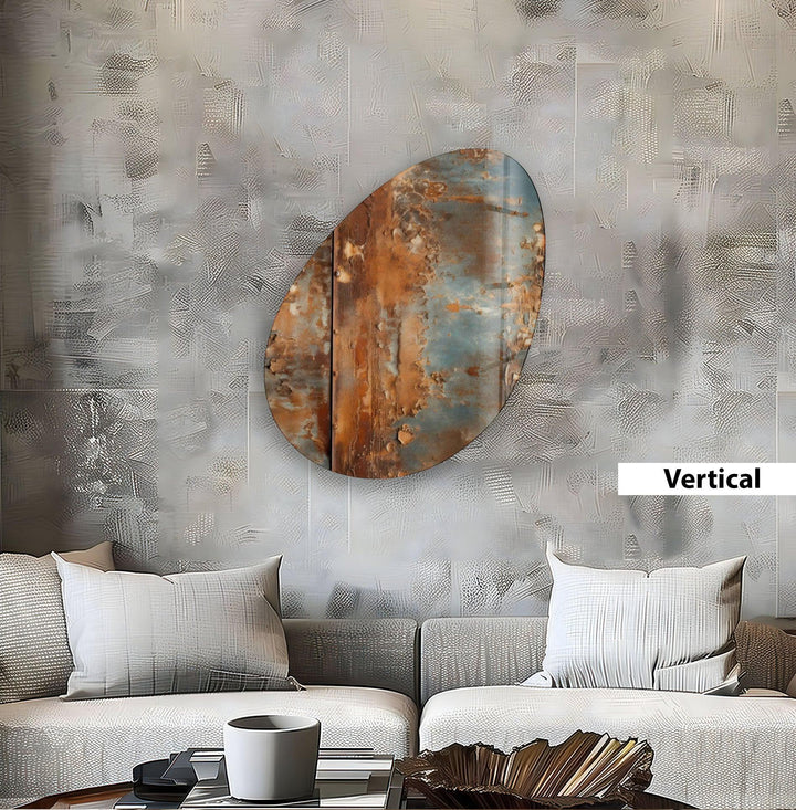 Abstract Grey & Brown Oval Glass Wall Art, large glass photo prints, glass wall photos
