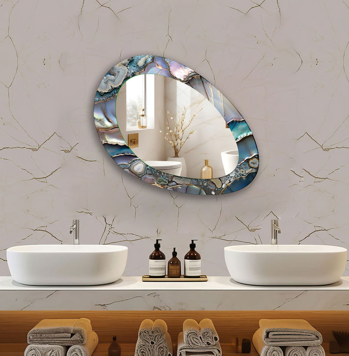 Gray Metallic Abstract Wall Mirror