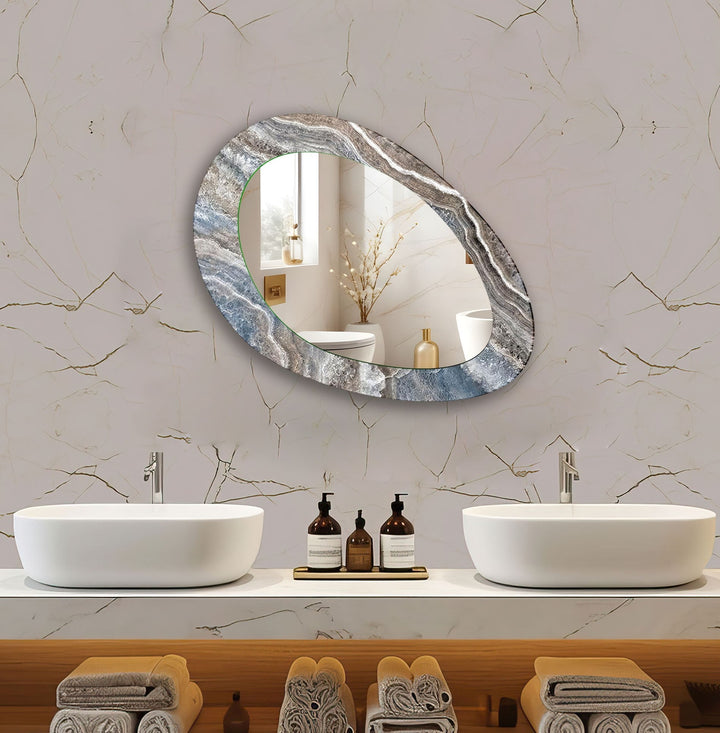 Gray Marble Decorative Wall Mirror