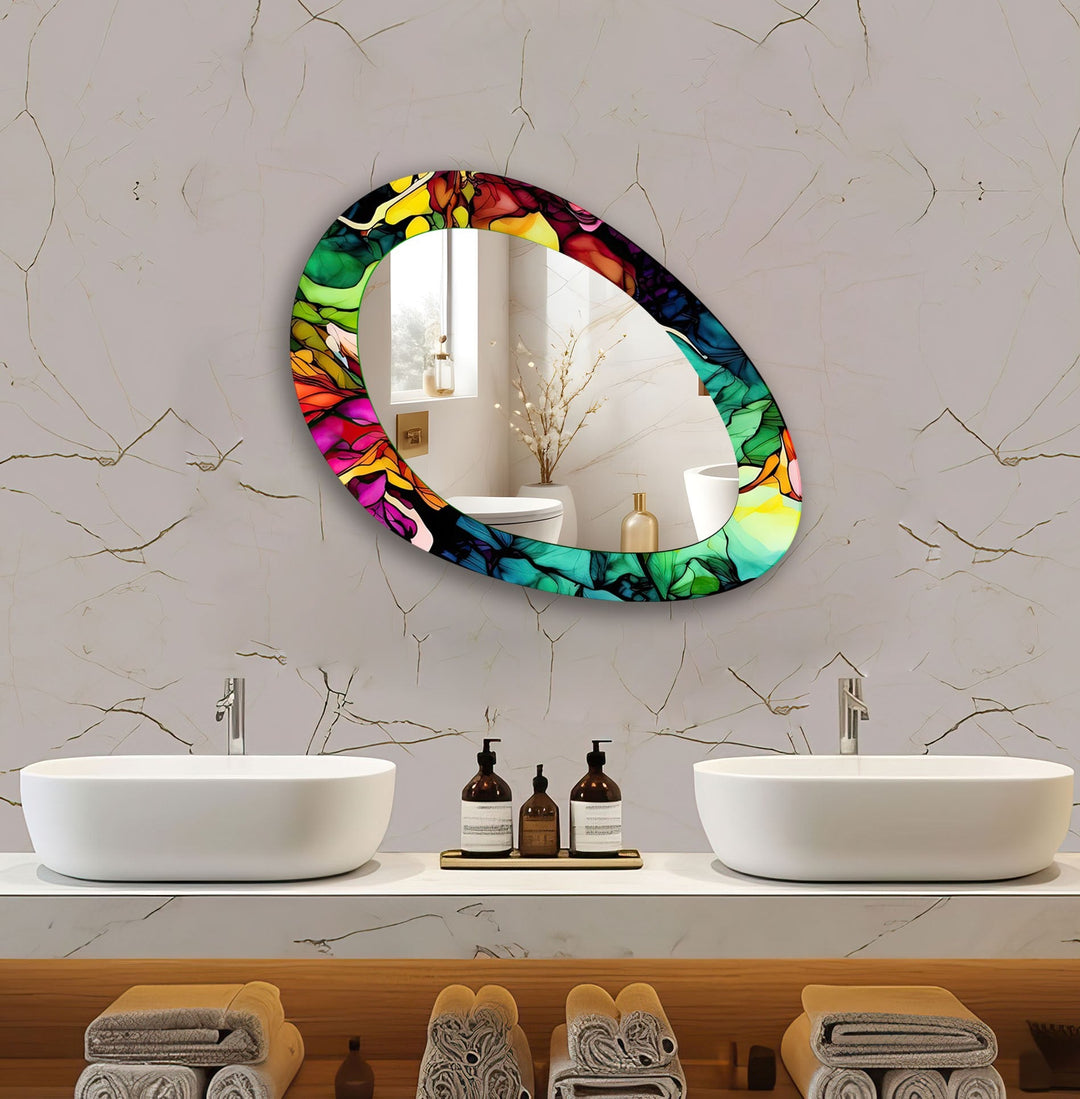 Color Abstract Mirror Asymmetrical  Wall Mirror