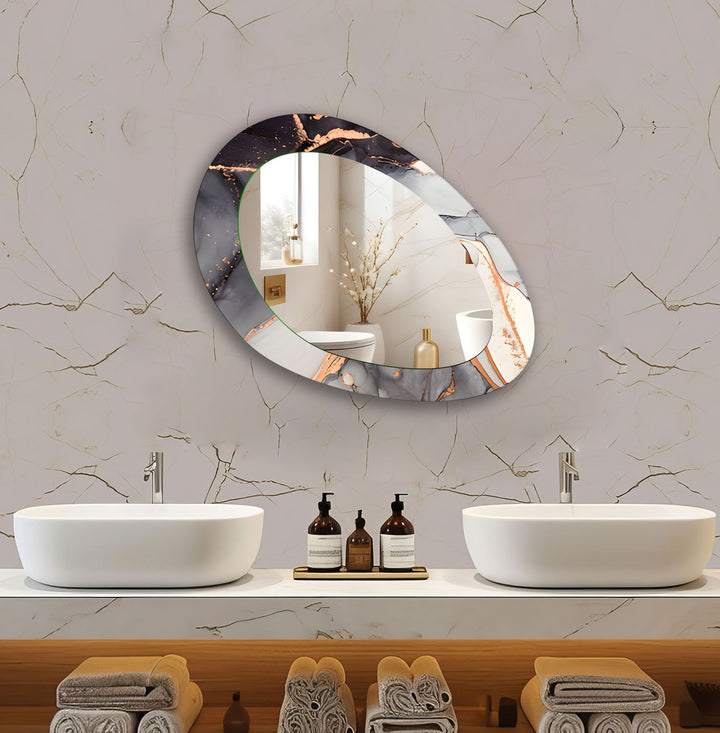 Black And White Marble Wall Mirror Bathroom Wall Mirrors