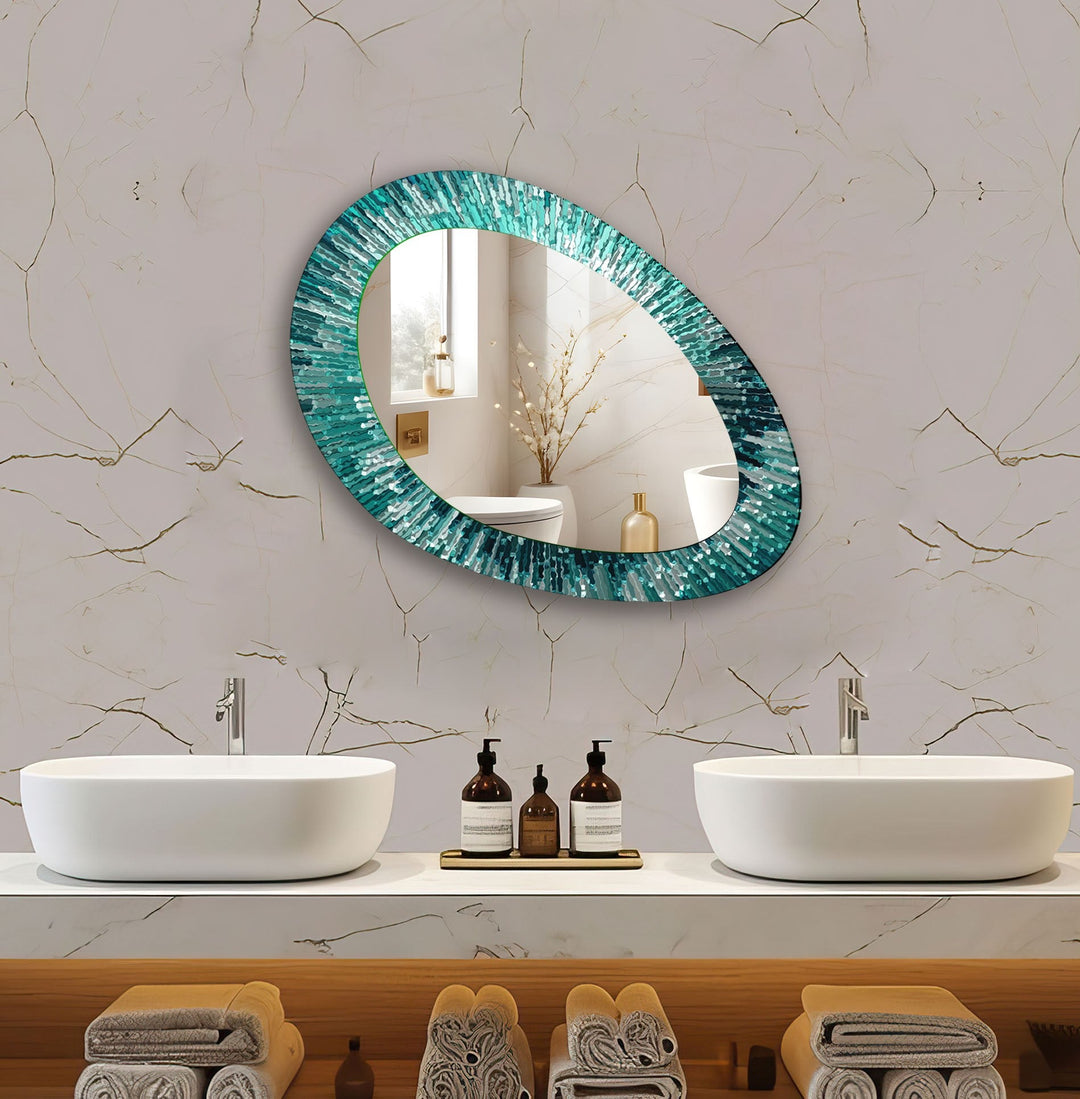 Turquoise Stained Modern Wall Mirror