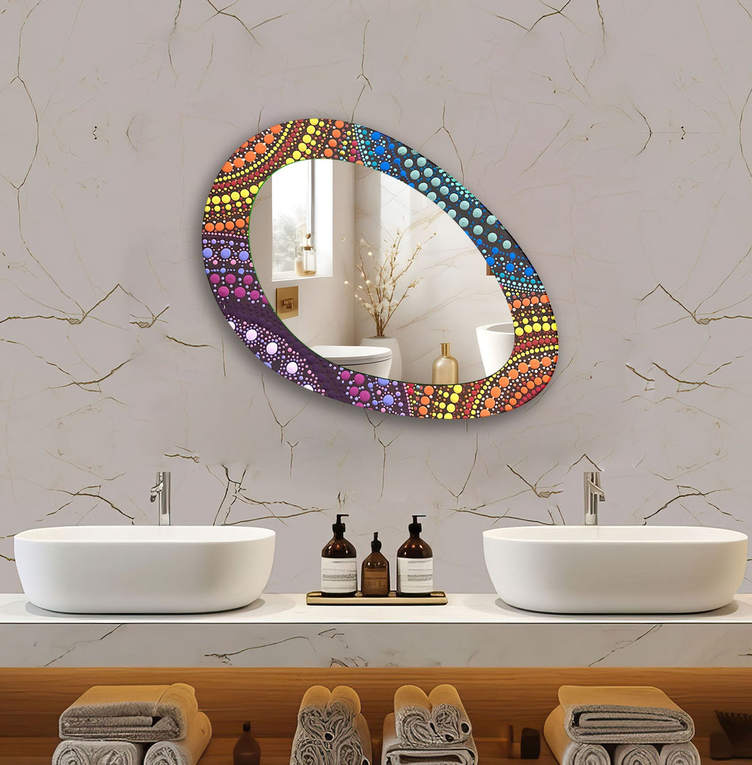 Color Mosaic Mirror Asymmetrical  Wall Mirror