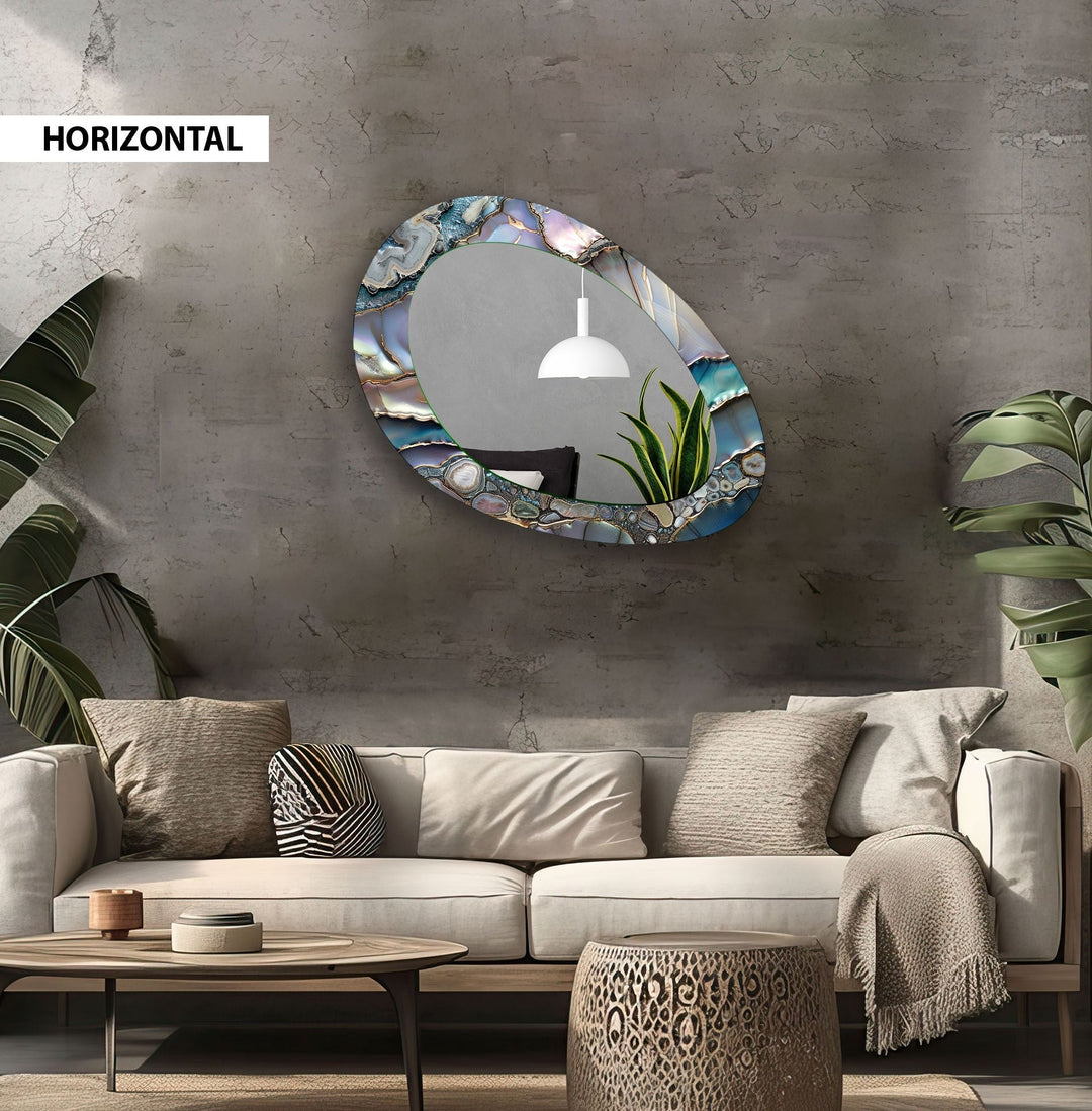 Gray Metallic Abstract Wall Mirror