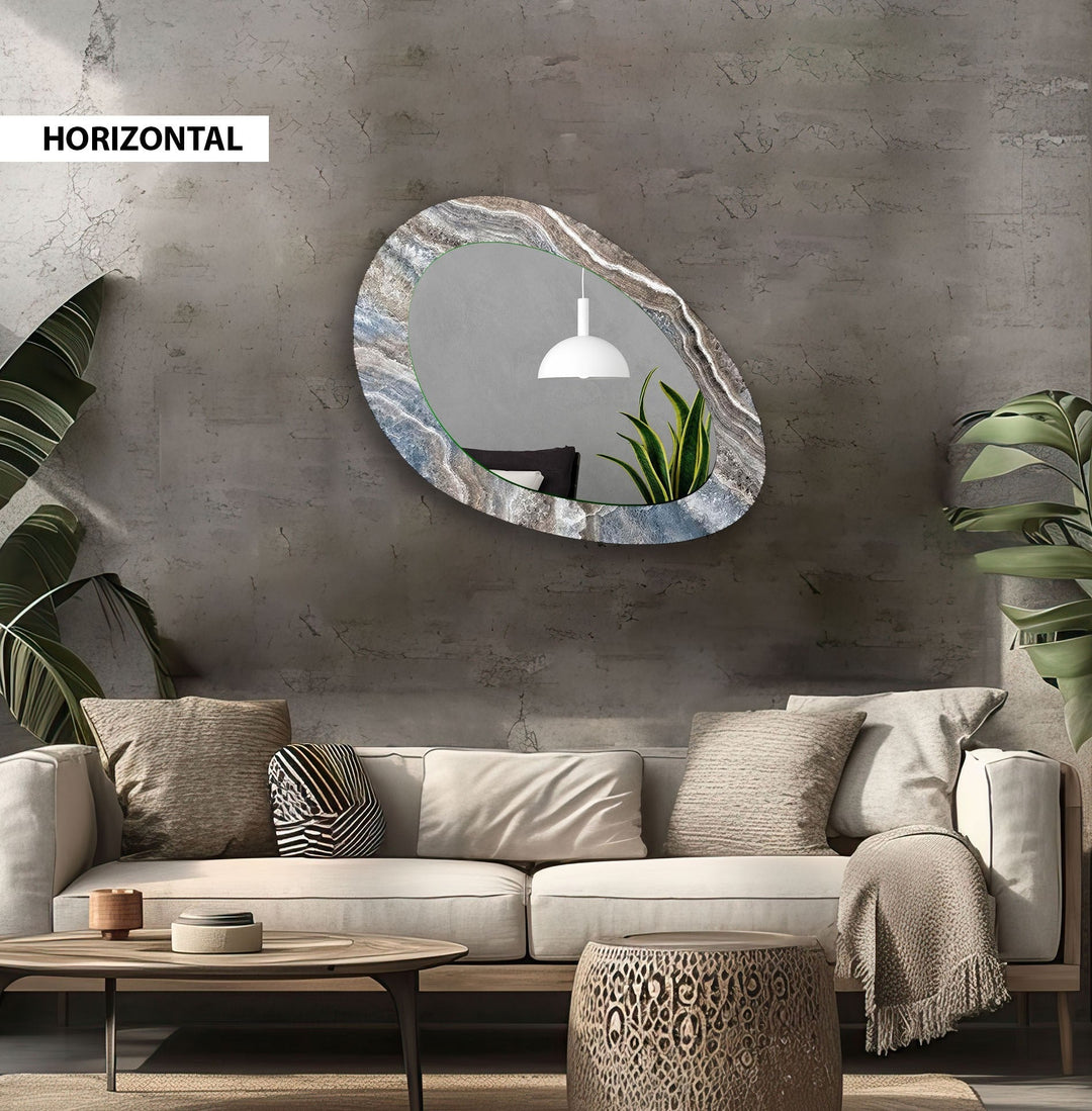 Gray Marble Decorative Wall Mirror