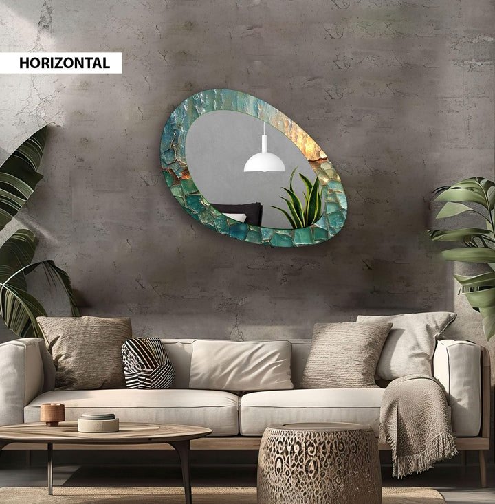 Turquoise Abstract Mirror Modern Wall Mirror