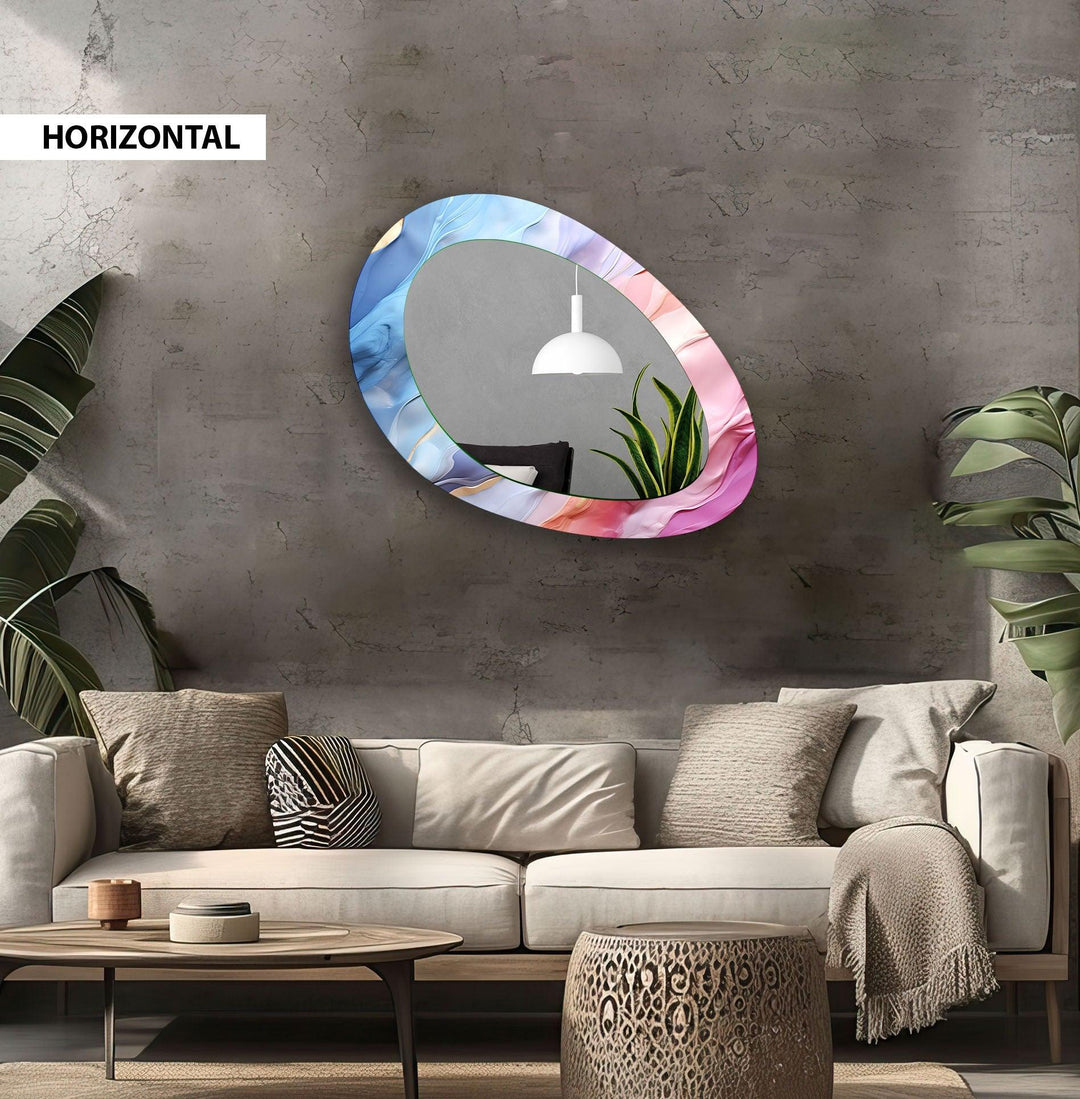 Pink And Blue Abstract Mirror Large Wall Mirror