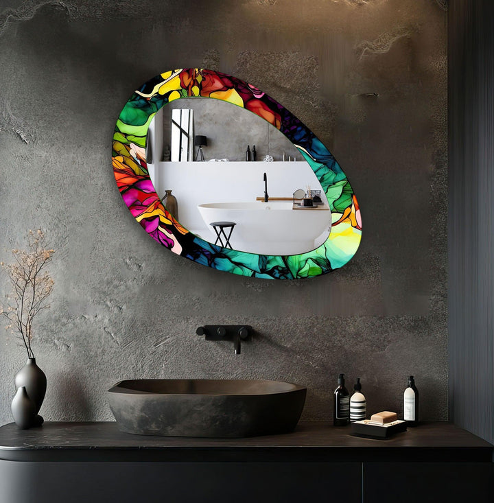 Color Abstract Mirror Asymmetrical  Wall Mirror