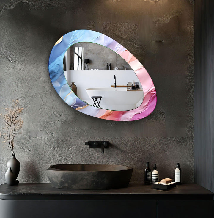 Pink And Blue Abstract Mirror Large Wall Mirror