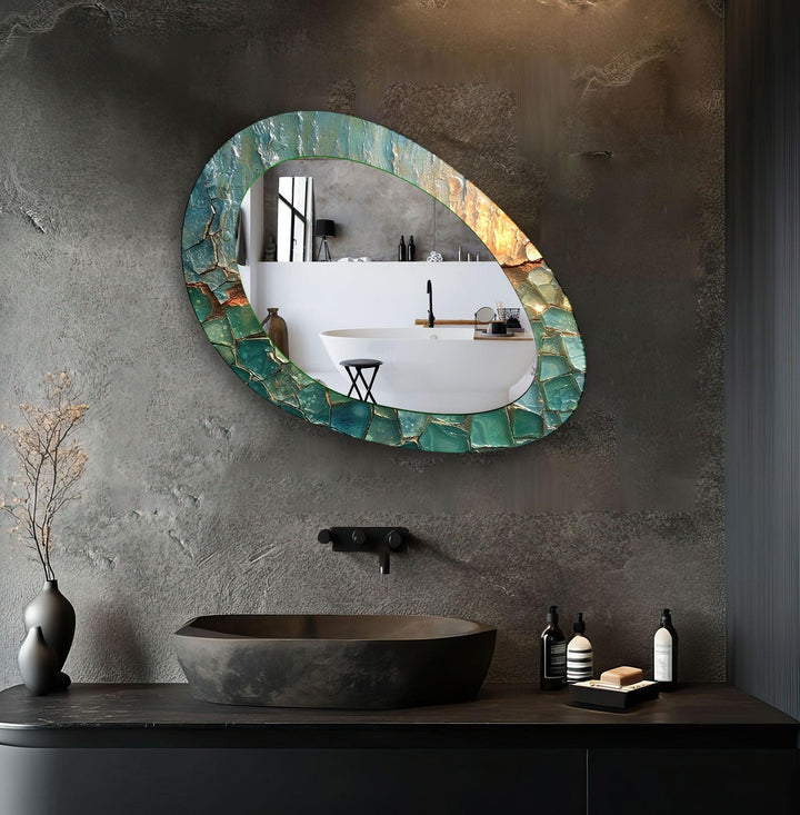 Turquoise Abstract Mirror Modern Wall Mirror