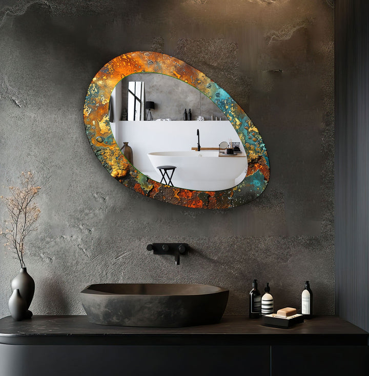 Copper Abstract Mirror Modern Wall Mirror