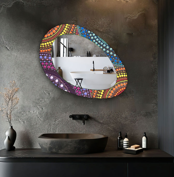 Color Mosaic Mirror Asymmetrical  Wall Mirror