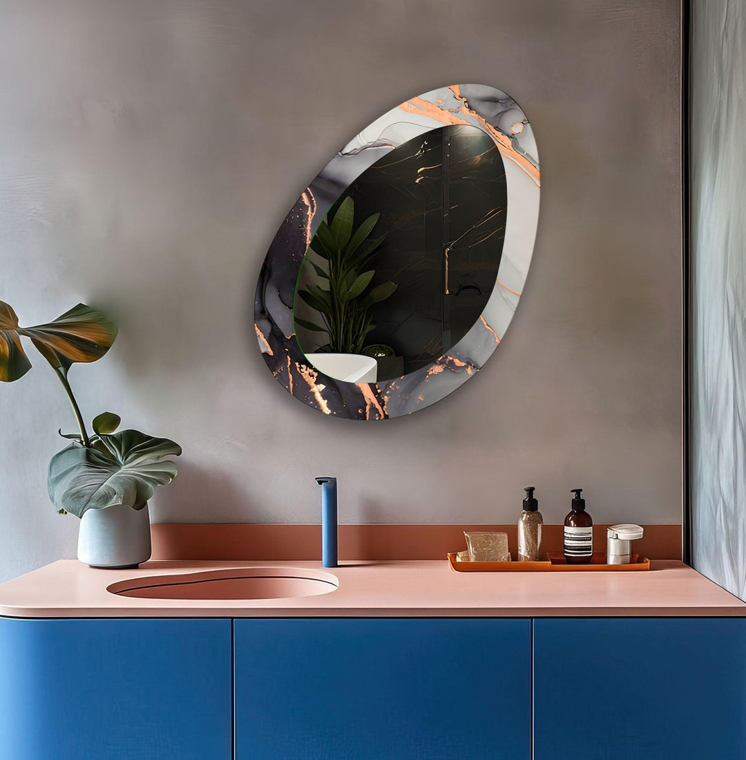 Black act Mirror Long Wall MirrorAnd Gold Abstr