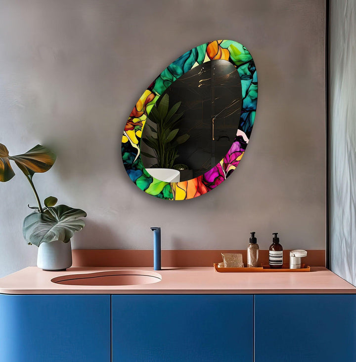 Color Abstract Mirror Asymmetrical  Wall Mirror