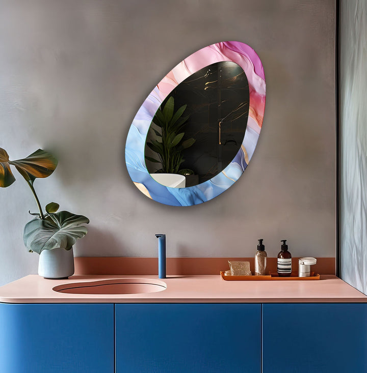 Pink And Blue Abstract Mirror Large Wall Mirror