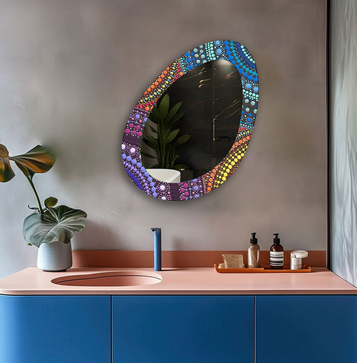 Color Mosaic Mirror Asymmetrical  Wall Mirror