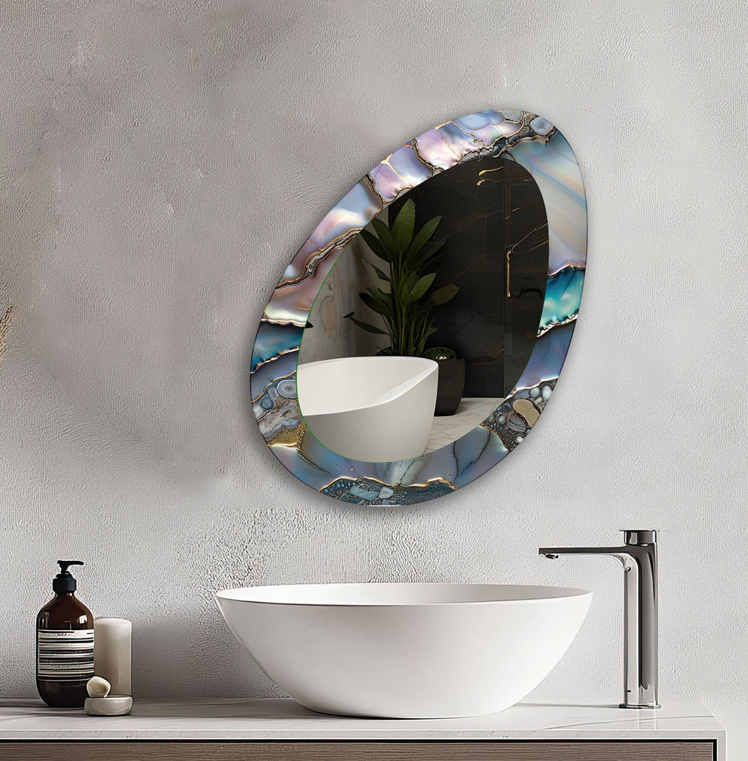 Gray Metallic Abstract Wall Mirror