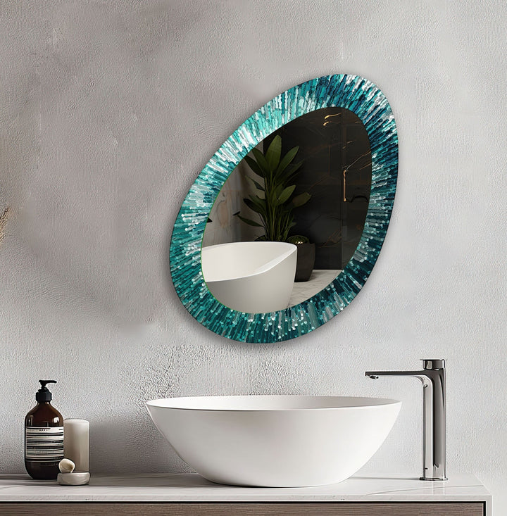 Turquoise Stained Modern Wall Mirror