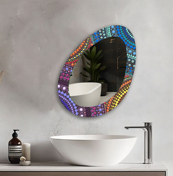 Color Mosaic Mirror Asymmetrical  Wall Mirror