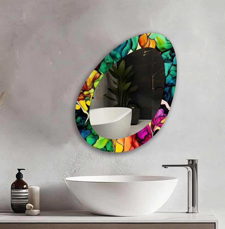 Color Abstract Mirror Asymmetrical  Wall Mirror