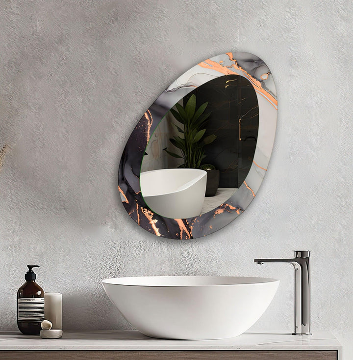 Black And White Marble Wall Mirror Bathroom Wall Mirrors