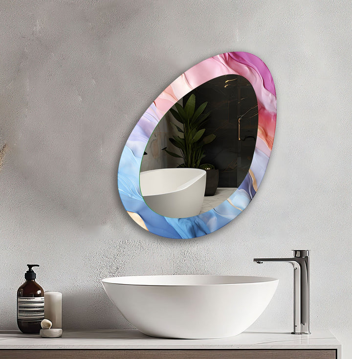 Pink And Blue Abstract Mirror Large Wall Mirror