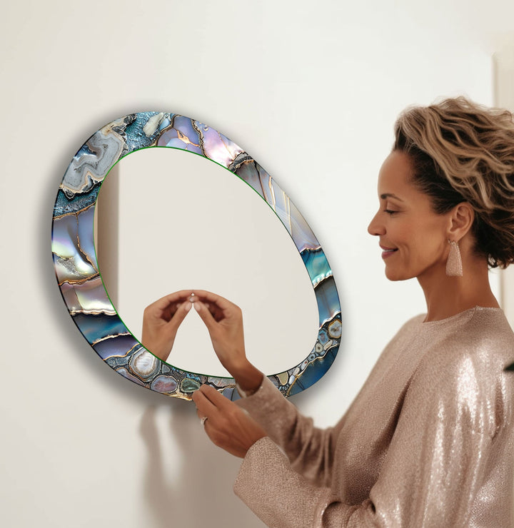 Gray Metallic Abstract Wall Mirror