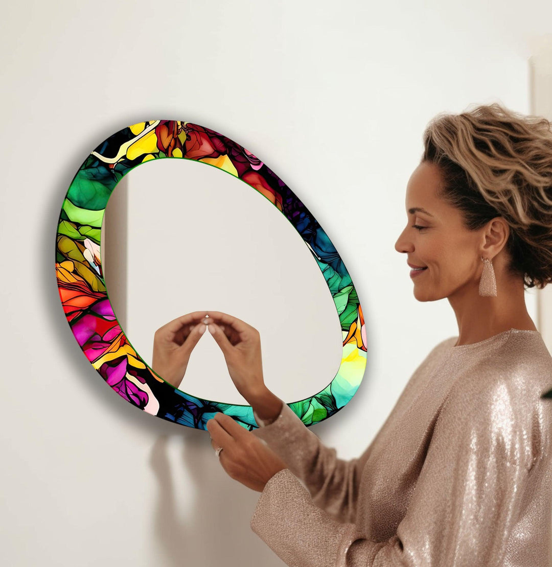 Color Abstract Mirror Asymmetrical  Wall Mirror