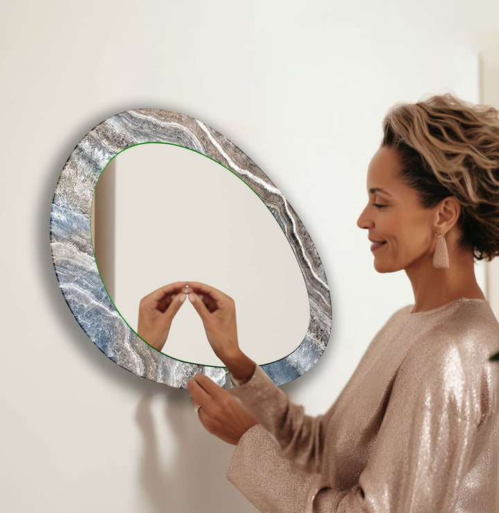 Gray Marble Decorative Wall Mirror