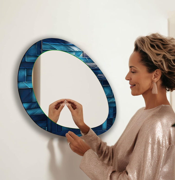 Blue Stained Mirror Glass Wall mirror