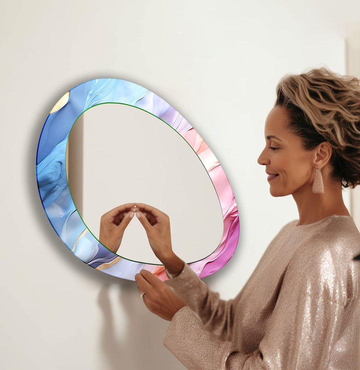 Pink And Blue Abstract Mirror Large Wall Mirror