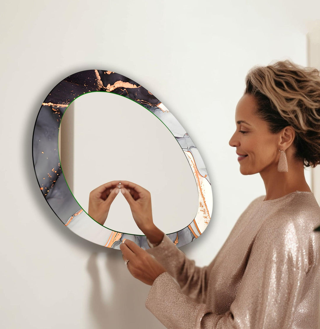 Black act Mirror Long Wall MirrorAnd Gold Abstr