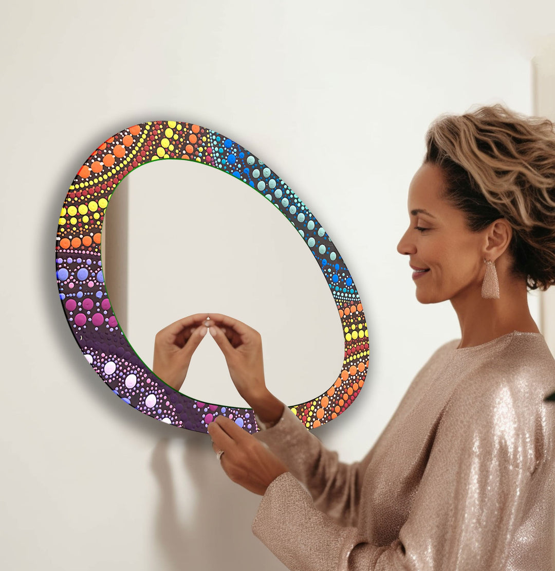 Color Mosaic Mirror Asymmetrical  Wall Mirror