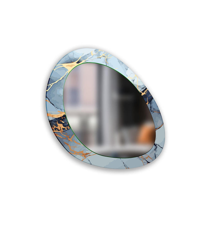 Blue  Abstract Mirror Asymmetrical Small Wall Mirror