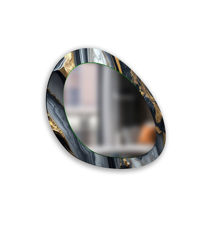 Gold And Black Abstract Mirror Asymmetrical  Wall Mirror