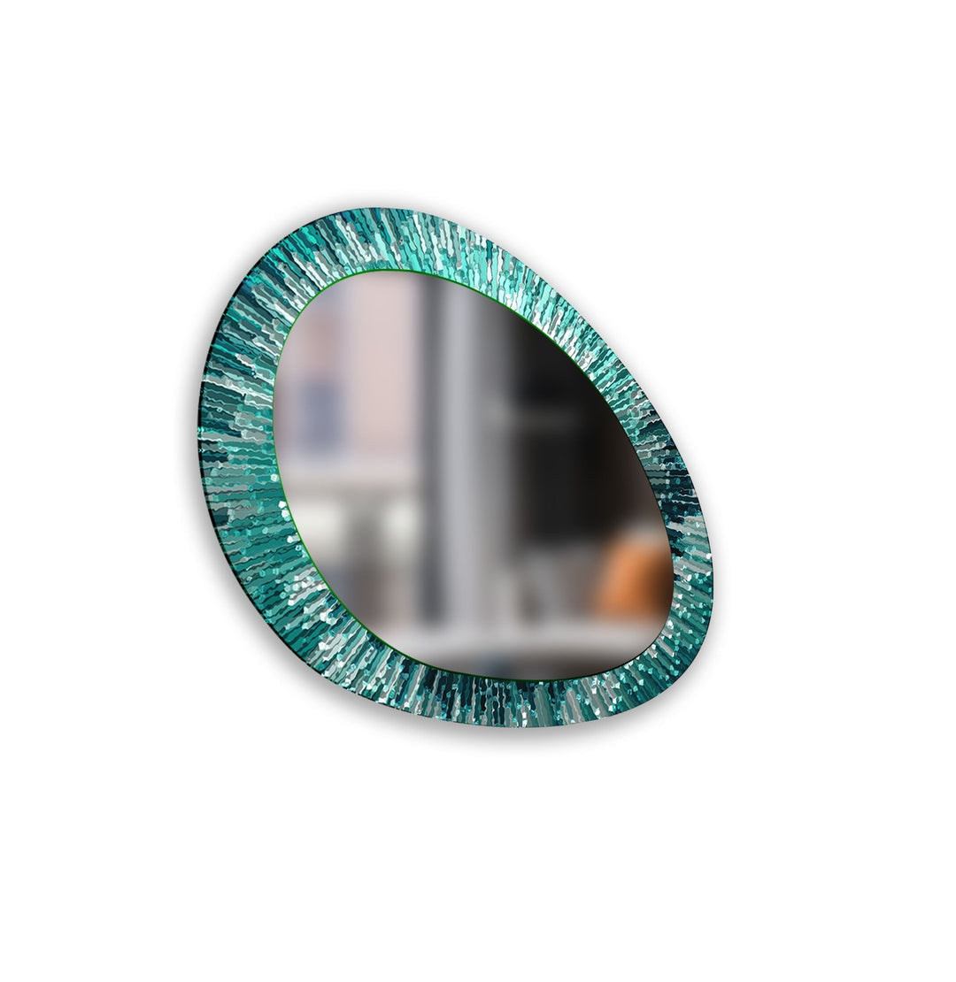 Turquoise Stained Modern Wall Mirror