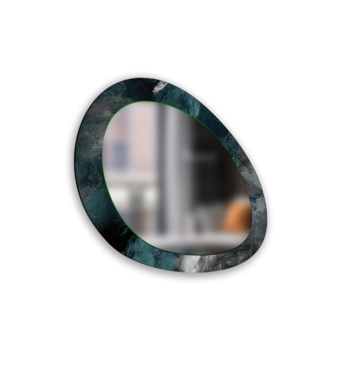 Green Abstract Oval Blue Long Wall Mirror