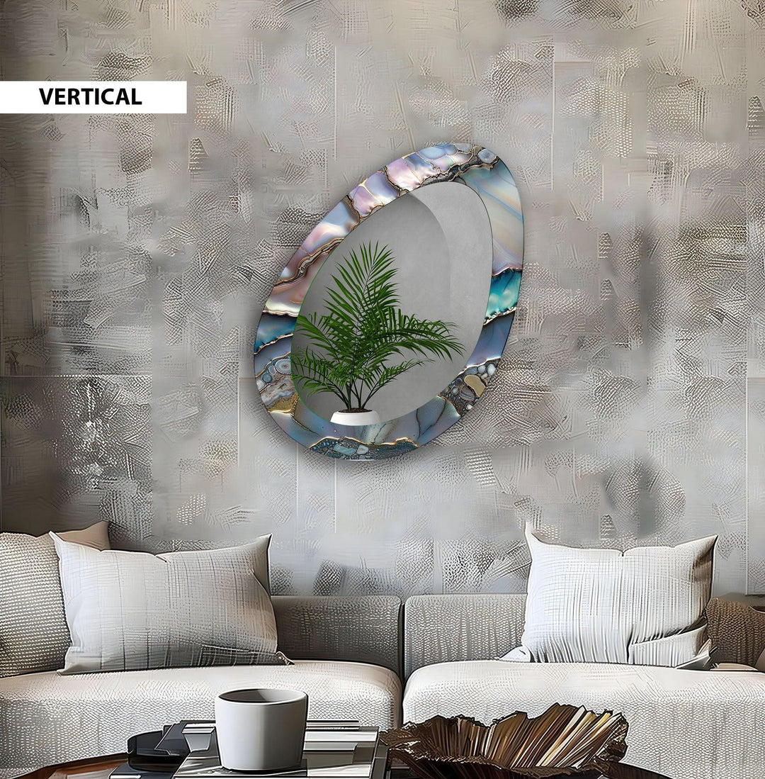 Gray Metallic Abstract Wall Mirror