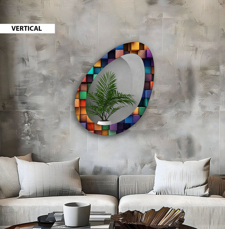 Color Stained Mirror Asymmetrical  Wall Mirror