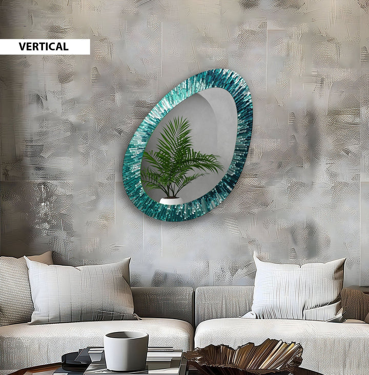 Turquoise Stained Modern Wall Mirror